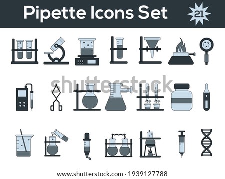 Pipette Icon Set In Gray And Blue Color.