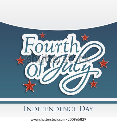 Beautiful flyer design with stylish text Fourth of July on red stars decorated blue and grey background.