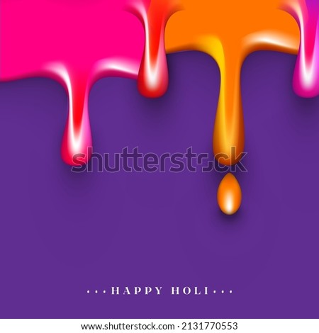Indian festival of colours, Happy Holi concept with shiny liquid colours flowing against purple colour background.  Stock fotó © 