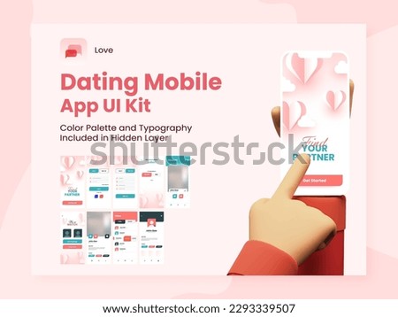 Dating App UI Kit for Responsive Mobile Application or Website with Multiple GUI Including Login, Sign Up, Place and User Profile Type Screens.