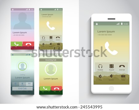 Set of four different modern Calling UI, UX and GUI template for Mobile Apps and Responsive website.