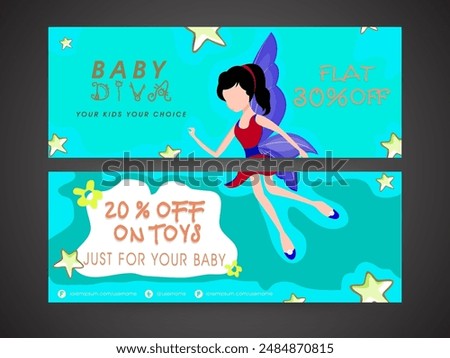 Social Media Sale Banner or Header Design Set for Kids Toy Store.