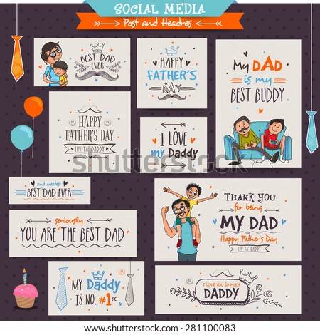 Social Media Banners and Post for the occasions of Happy Father's Day celebrations. 