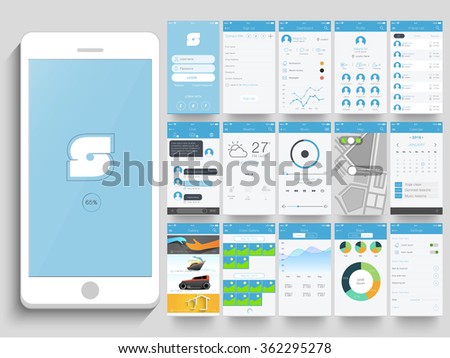 Creative UI, UX, GUI layout for e-commerce, responsive website and mobile apps including Login, Sign-up, Dashboard, Profile, Chat, Weather, Music, Calendar, Video Gallery, Stats and Setting screen. 