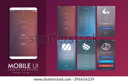 Material Design UI, UX and GUI layout with different Login Screens including Account Sign In, Sign Up, and Lock Screen for Mobile Apps and Responsive Website.