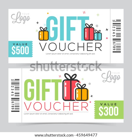 Creative Modern Gift Voucher, Coupon or Certificate design with free space, Vector illustration.