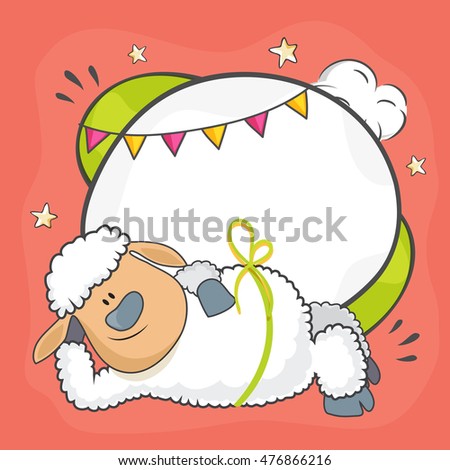 Illustration Of A Funny Baby Sheep For Muslim Community 