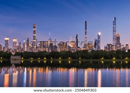 Similar – Image, Stock Photo Skyline at night Night