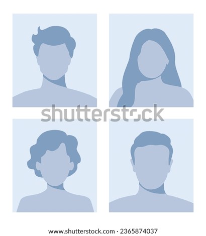 Man and woman empty avatars set. Default photo placeholder for social networks, resumes, forums and dating sites. Male and female no photo images for unfilled user profile. Vector illustration