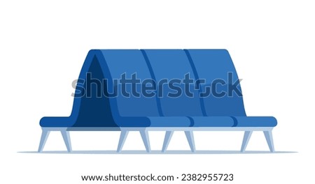 Empty rows of seats, element of airport lounge interior. Terminal waiting room triple seats. Departure lounge chairs. Vector illustration