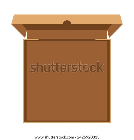 Pizza cardboard box opened, top view. Flat style vector illustration isolated on white background