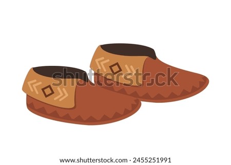 Brown leather moccasins. Native American Indian moccasins, traditional footwear