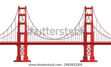 Golden Gate Bridge. US symbol. San Francisco, United States of America. Side view. Vector Flat style illustration