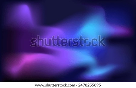 Vector of abstract neon color light glow on dark black background. Fluid Blurred Gradient backdrop for poster, brochure, advertising, invitation Card, music Festival, futuristic background.