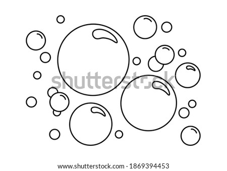 Cartoon bubbles vector line icon. Soap foam, bath suds, effervescent water, soda or champagne, fizzy drink, oxygen bubbles. Black outline design. Editable strokes. Abstract illustration
