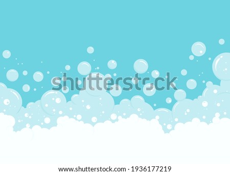 Soap bubbles and foam vector background, transparent suds pattern. Abstract illustration
