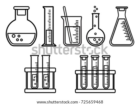 Set chemical vessels. Outline design. Vector illustration
