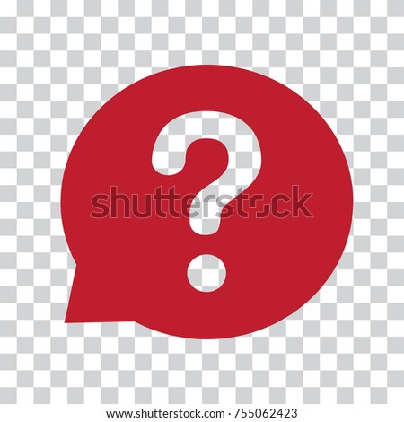 Question mark sign in red speech balloon. Help icon on a transparent background. Vector illustration