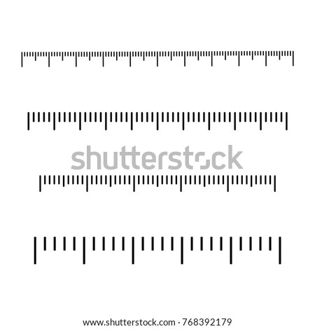 Black scale for rulers. Different units of measurement. Vector illustration