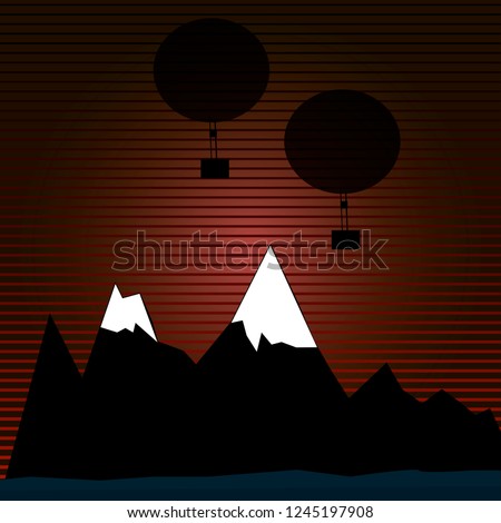 Landscape mountain with balloons