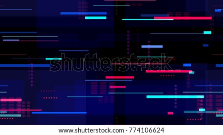 Tech Seamless Texture with Neon Rays and Stripes. Abstract Night City Background with Traffic Car Lights. Print Design Pattern with Neon Lights. Screen Futuristic Night Road Texture.