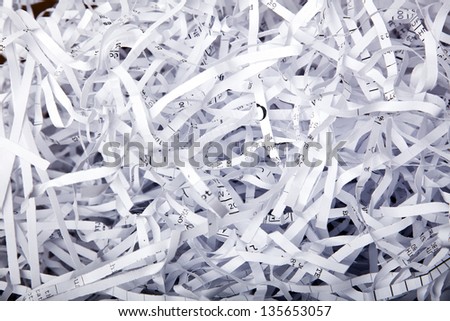 Shredded paper scraps. Good for backgrounds.
