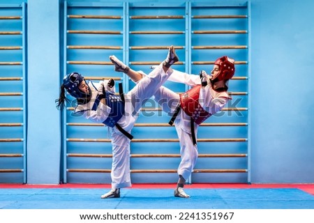 Similar – Image, Stock Photo Martial art practitioners fighting with sticks