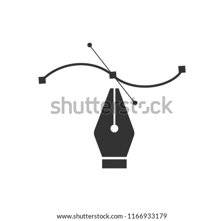 Pen tool cursor. Vector computer graphics. Logo for designer or illustrator. Design icon. The curve control points.