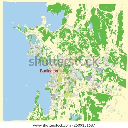 Burlington Vermont USA High Detailed Vector Map Street Map Road Map