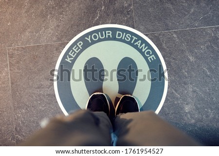 Similar – Image, Stock Photo Store, inscription on the window of a store. In the background passers-by in a pedestrian zone