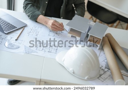 Image, Stock Photo architectural drawings for a planned church