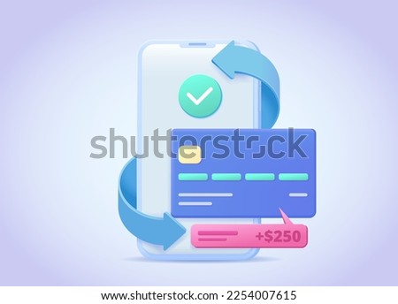 Smartphone and plastic credit card vector illustration. Smart phone icon 3d. Cashback, money transfer concept for landing page, web, mobile app, poster, banner, flyer.