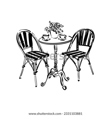 Similar – Image, Stock Photo Bistro street cafe chairs and tables parked in lockdown