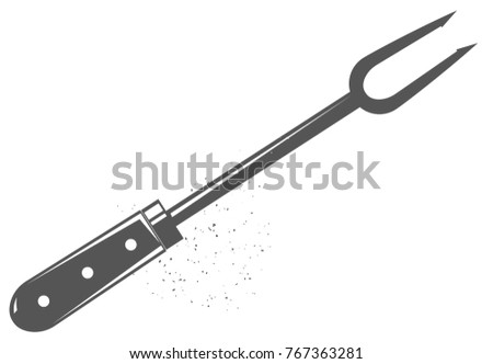Bbq fork. Black illustration.