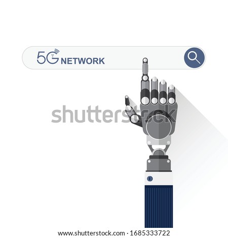 5G network concept_The robot hand fingers search 