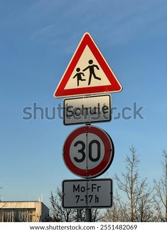 Similar – Image, Stock Photo Traffic sign: Permitted maximum speed 50 km/h
