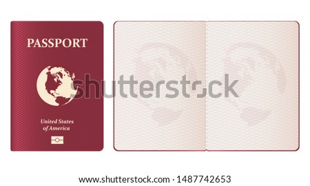 Realistic passport vector design illustration isolated on white background