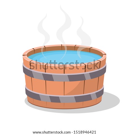 Wooden hot tub vector design illustration isolated on white background