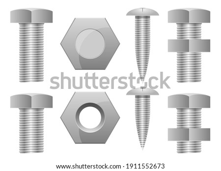 Screw hex bolt set vector design illustration isolated on white background
