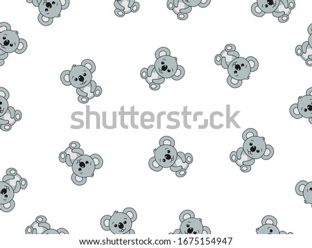 Seamless Pattern with coala.
Vector Cartoon coala isolated on white background. Cartoon doodle cute coala seamless line pattern