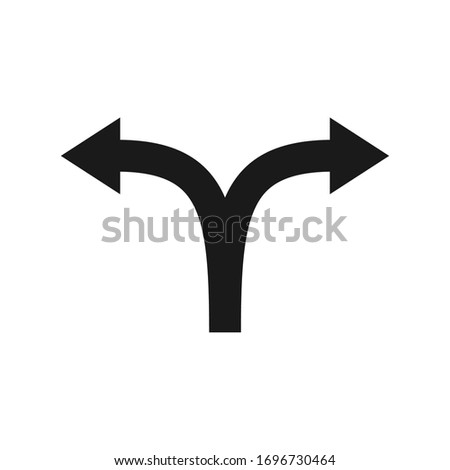 Branching arrow flat vector icon isolated on white. 