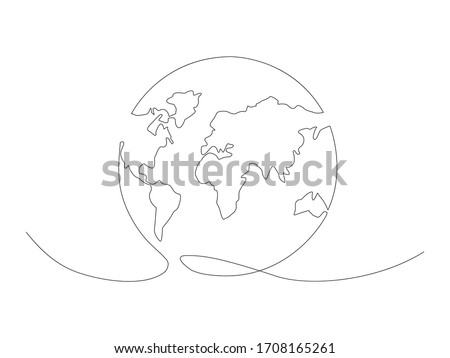 Continuous Earth line drawing stock vector illustration isolated on white background