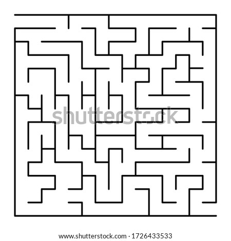 White vector template with a black maze, puzzle. Illustration for puzzle, labyrinth books, magazines isolated on a white background. 