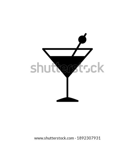 Martini glass icon. Cocktail drink symbol. Vector alcohol silhouette isolated on white