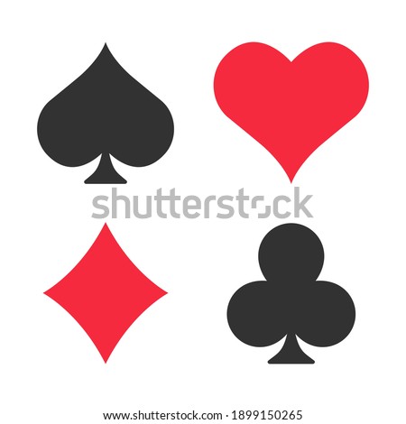 Playing card suits icon set. Casino symbols. Vector illustration isolated on white.