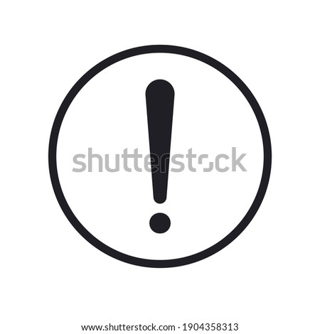Exclamation mark icon in line circle. Caution symbol. Warning hazard sign. Vector isolated on white