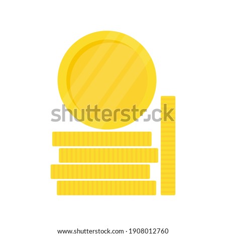 Golden coins stacks icons. Cash money symbol. Vector isolated on white