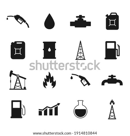 Oil industry icon set. Gasoline symbol. Petroleum sign. Vector isolated on white.