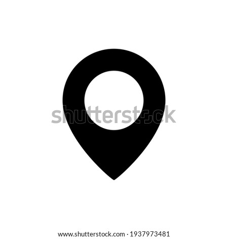 Location icon. Map pin black symbol. Pointer silhouette sign. Vector illustration isolated on white.
