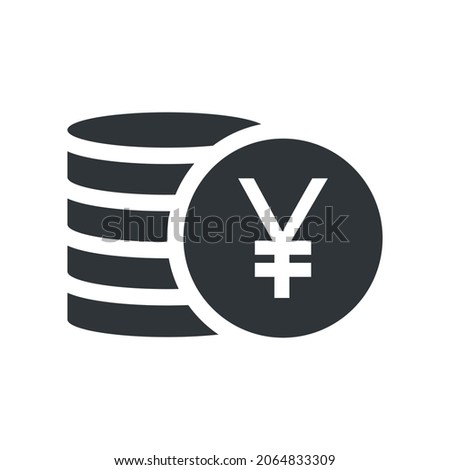 Japanese yen coin stack icon. Money yuan black symbol. Business payment concept. Vector isolated on white	